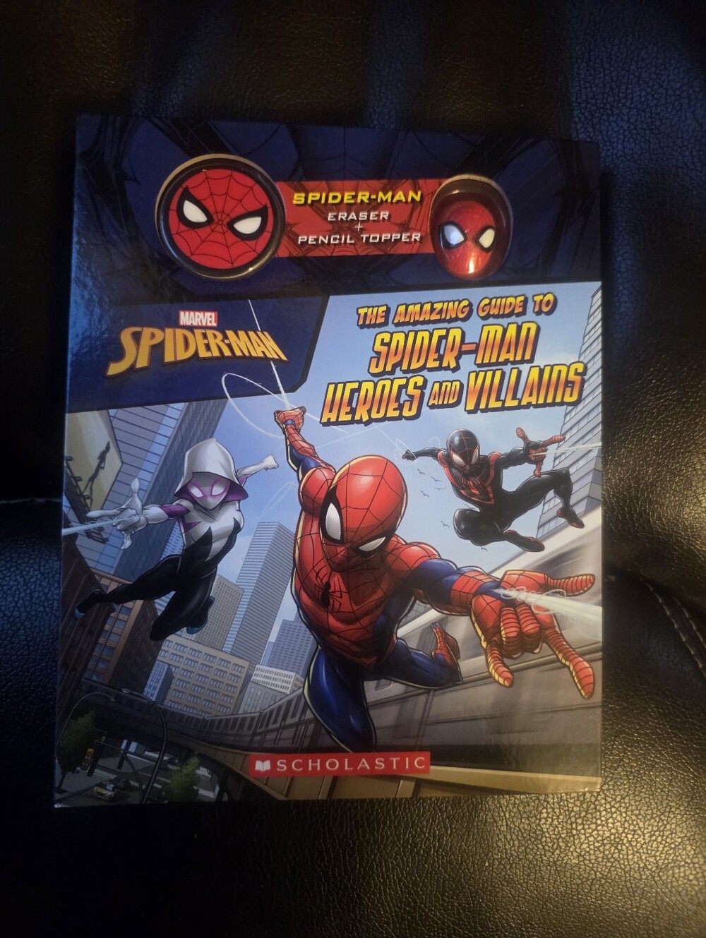 Spider-Man Eraser & Pencil Topper Set - Marvel - Red Mask Design - Like New